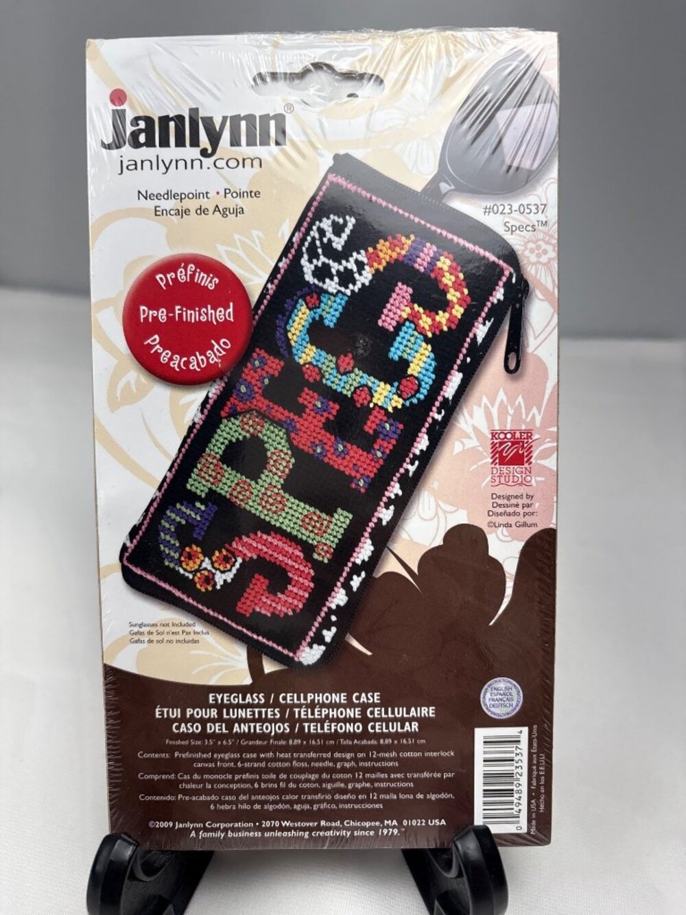 Janlynn Needlepoint Eyeglass/Cellphone Case Pre-Finished Kit Specs Design